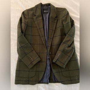 Madewell wool Larsen blazer size M worn once green with navy pattern